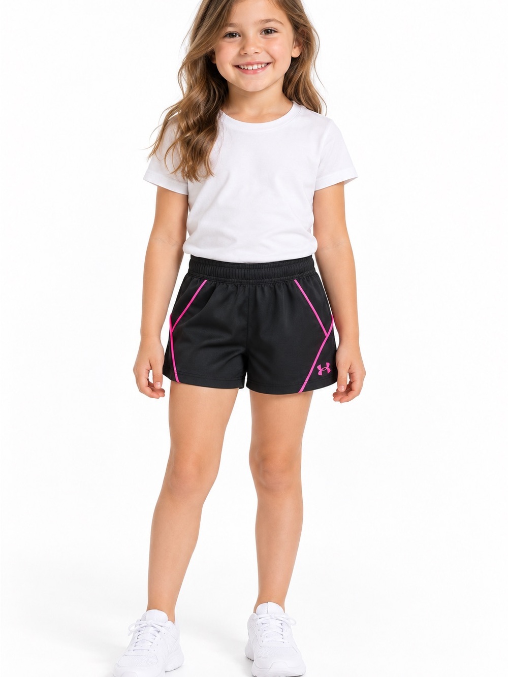 Under Armour • NWT Girls' Black Athletic Shorts with Pink Trim